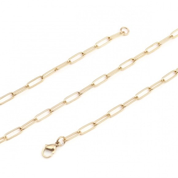 Gold Paperclip Chains Link Cable Chain Necklace Oval Gold 23 4/8" long. - Picture 2 of 11